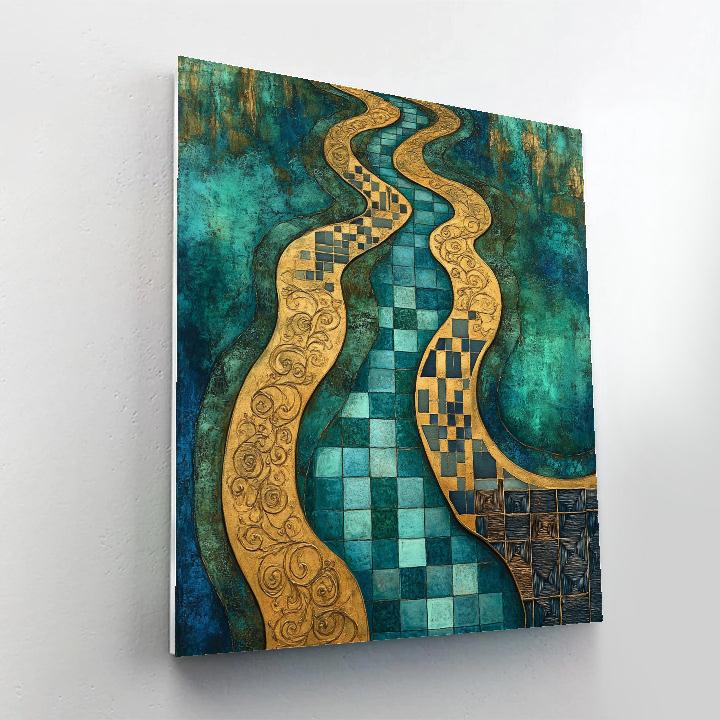 Gustav Klimt Inspired Golden Labyrinth Riverbanks Number painting