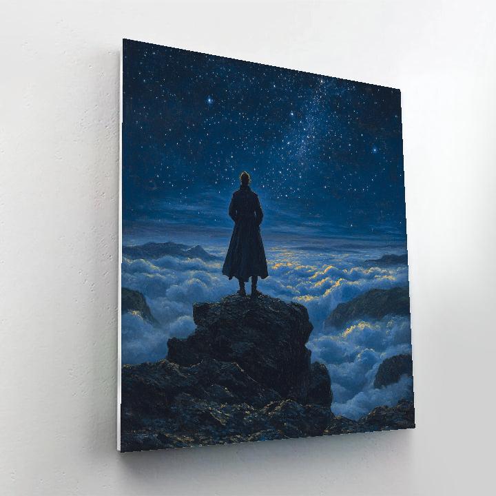 Caspar David Friedrich Inspired Stargazer On Cliff Number painting