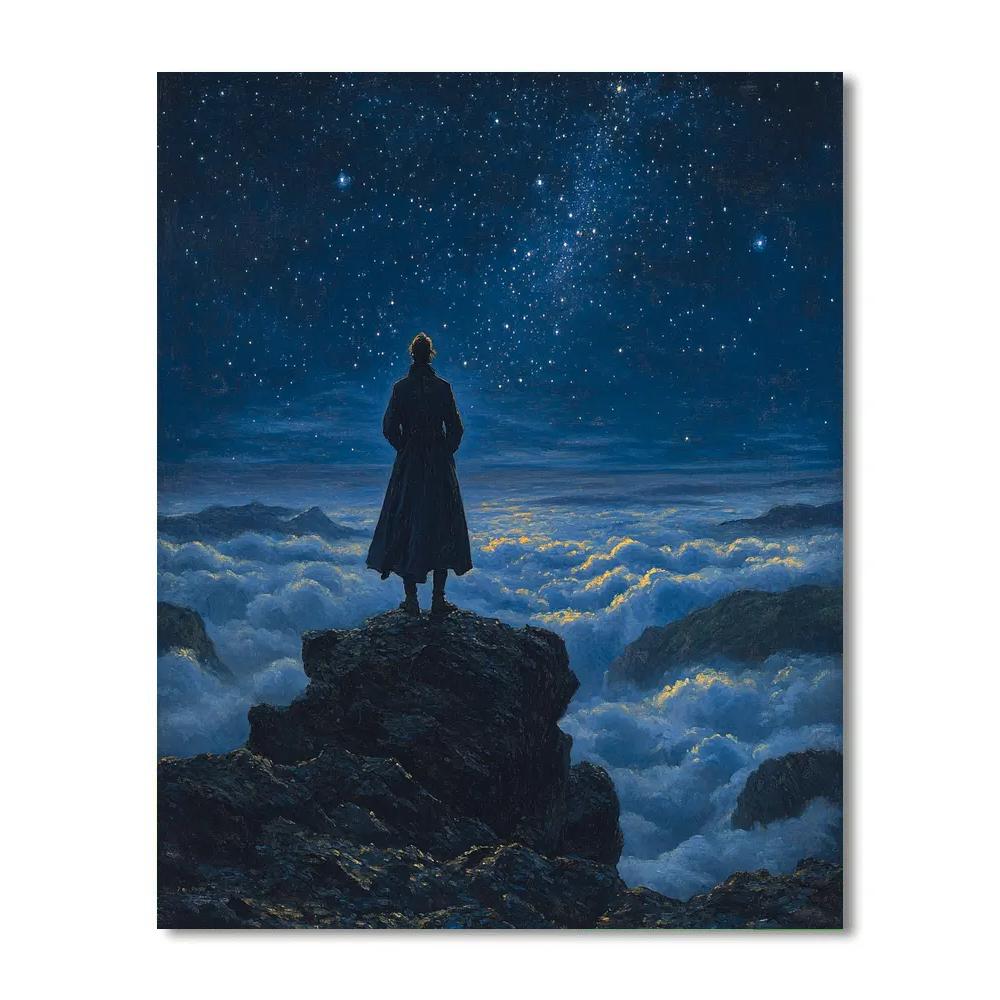 Caspar David Friedrich Inspired Stargazer On Cliff Number painting