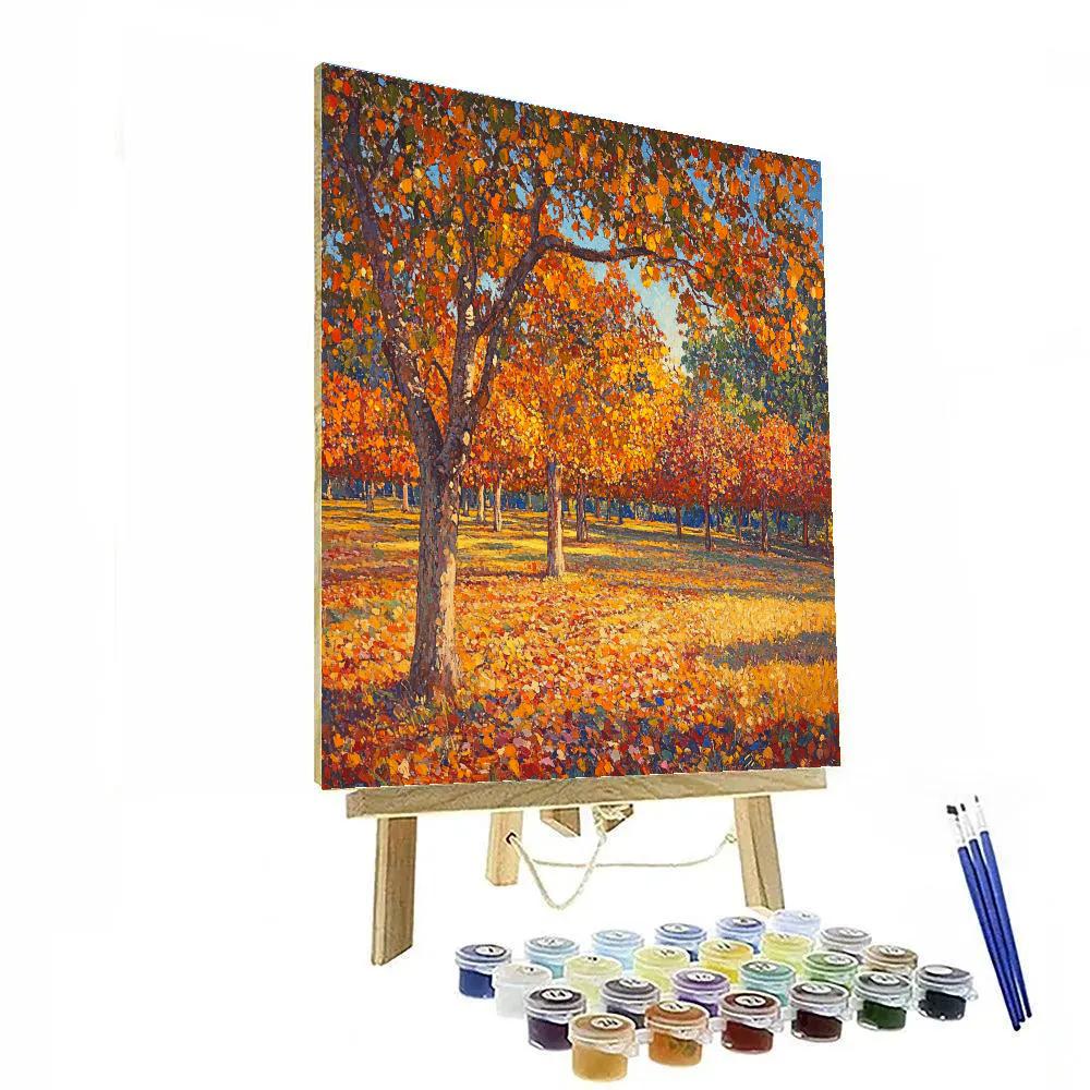 Claude Monet Inspired Autumn Orchard Firelight paint by color