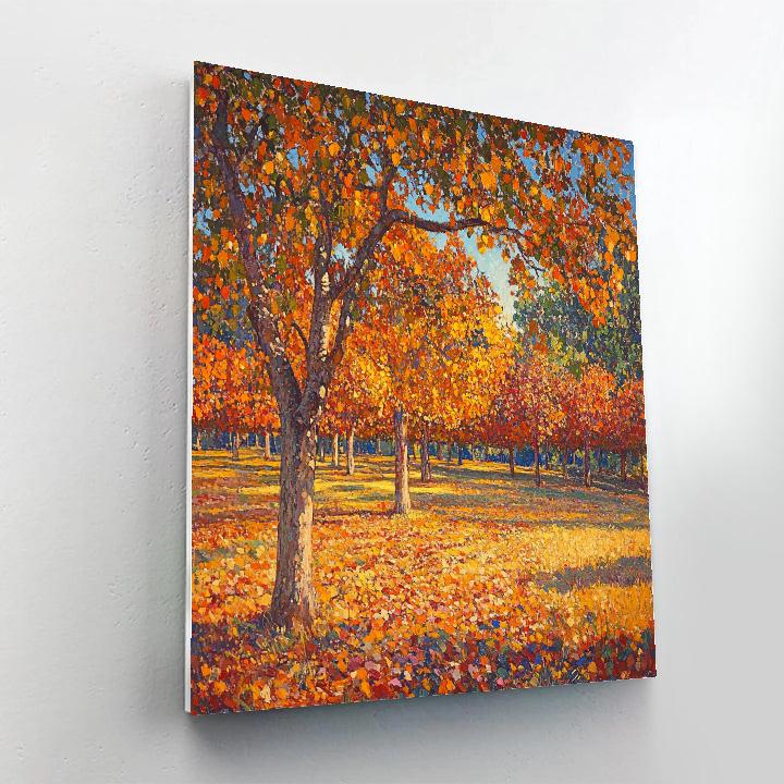 Claude Monet Inspired Autumn Orchard Firelight paint by color