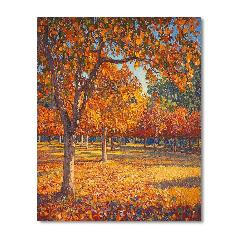 Claude Monet Inspired Autumn Orchard Firelight paint by color