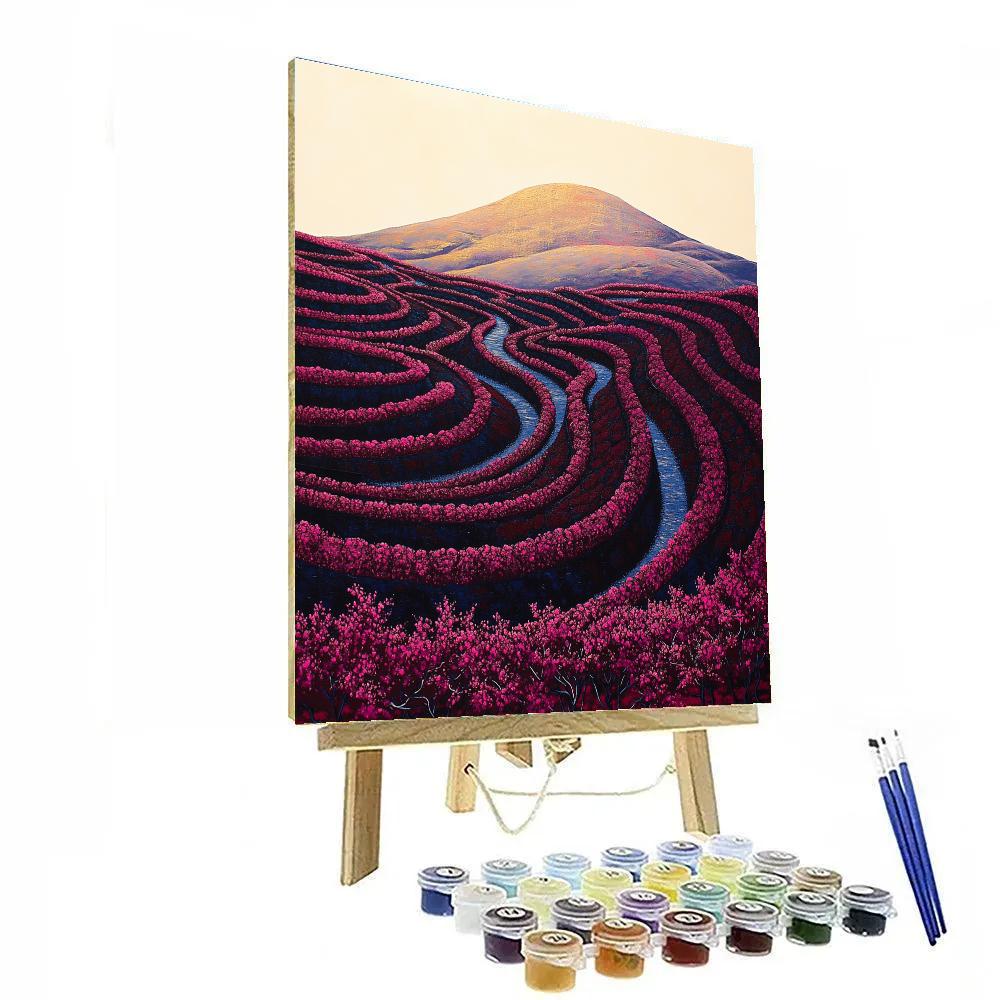 Frida Kahlo Inspired Magenta Volcano Orchard paint by numbers