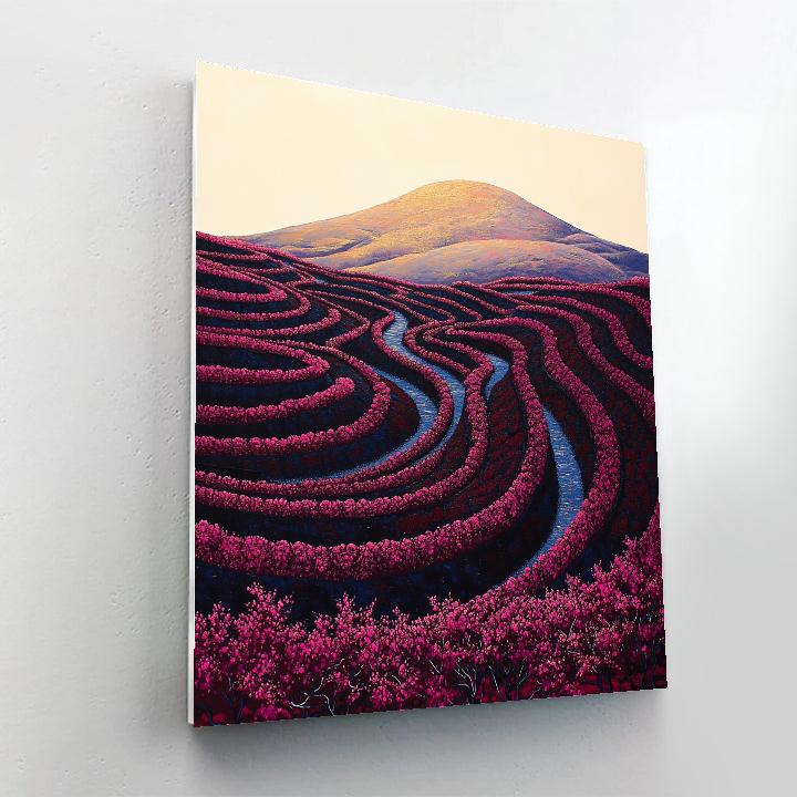 Frida Kahlo Inspired Magenta Volcano Orchard paint by numbers