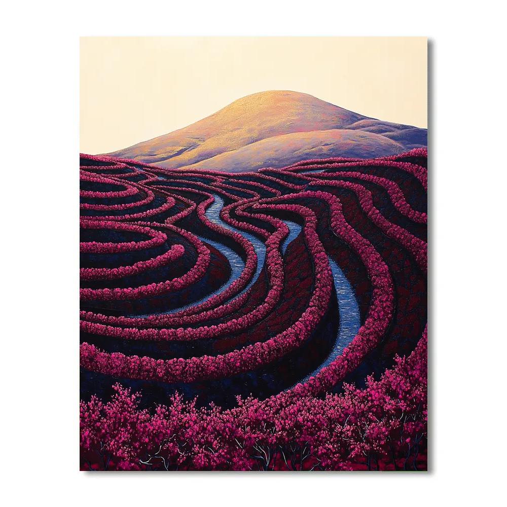 Frida Kahlo Inspired Magenta Volcano Orchard paint by numbers