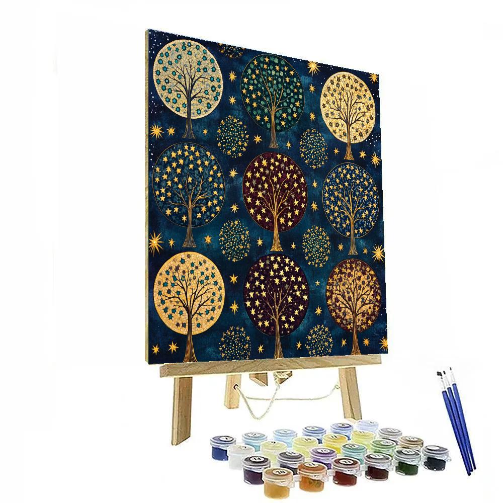 Gustav Klimt Inspired Ornamental Star Orchard At Midnight DIY paint by numbers