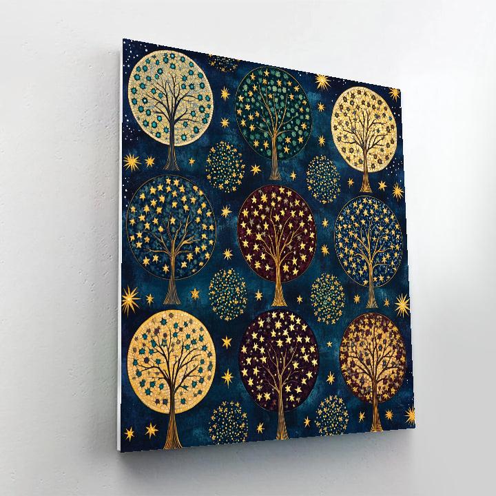 Gustav Klimt Inspired Ornamental Star Orchard At Midnight DIY paint by numbers