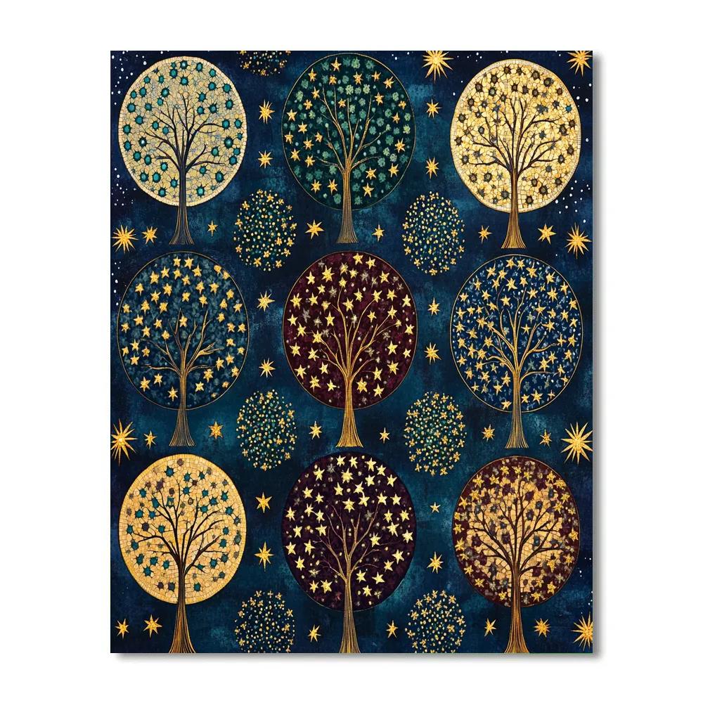 Gustav Klimt Inspired Ornamental Star Orchard At Midnight DIY paint by numbers