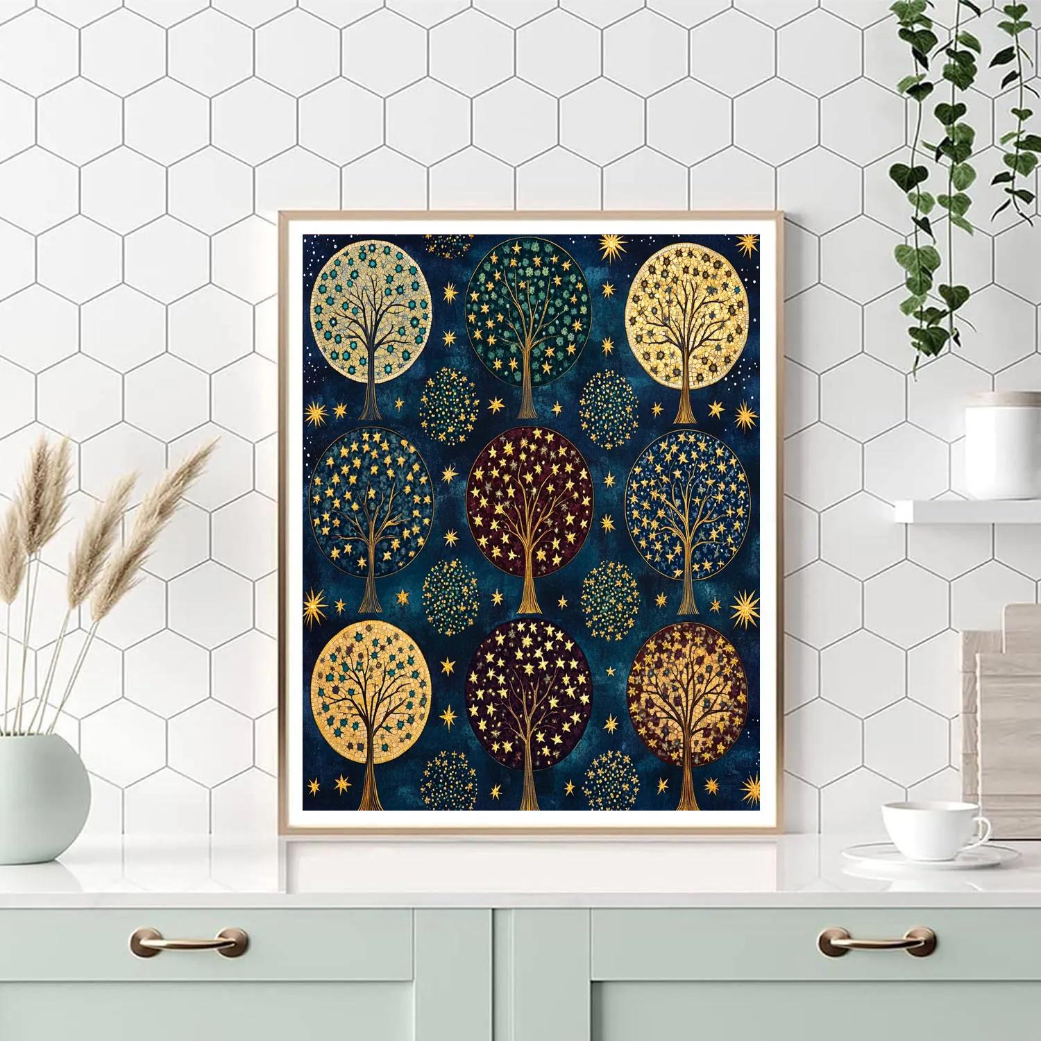 Gustav Klimt Inspired Ornamental Star Orchard At Midnight DIY paint by numbers