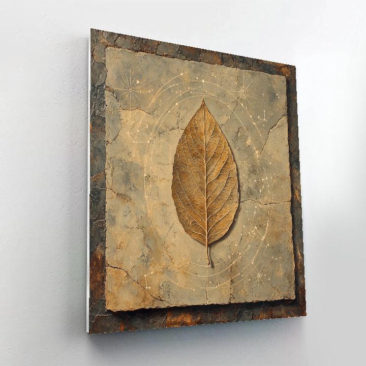 Leonardo Da Vinci Inspired Fossil Leaf Galaxy Number painting