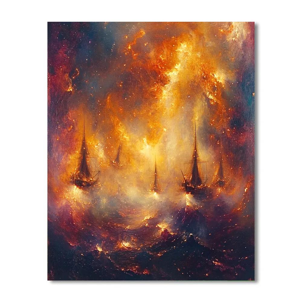 Turner Inspired Burning Nebula Regatta paint by color