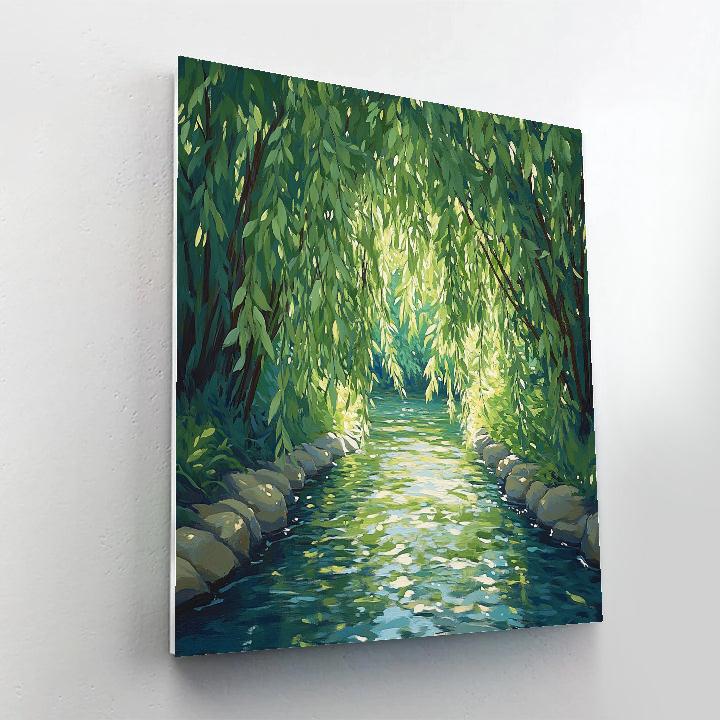 Claude Monet Inspired Quiet Creek Under Willow Veil Paint by numbers art