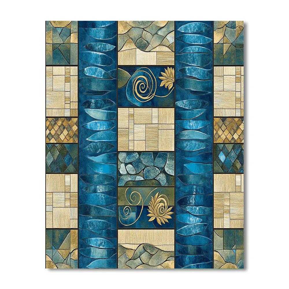 Gustav Klimt Inspired Golden Tapestry Water Garden paint by color