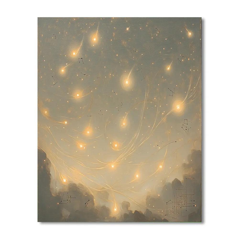 Leonardo Da Vinci Inspired Celestial Seed Drift Number painting