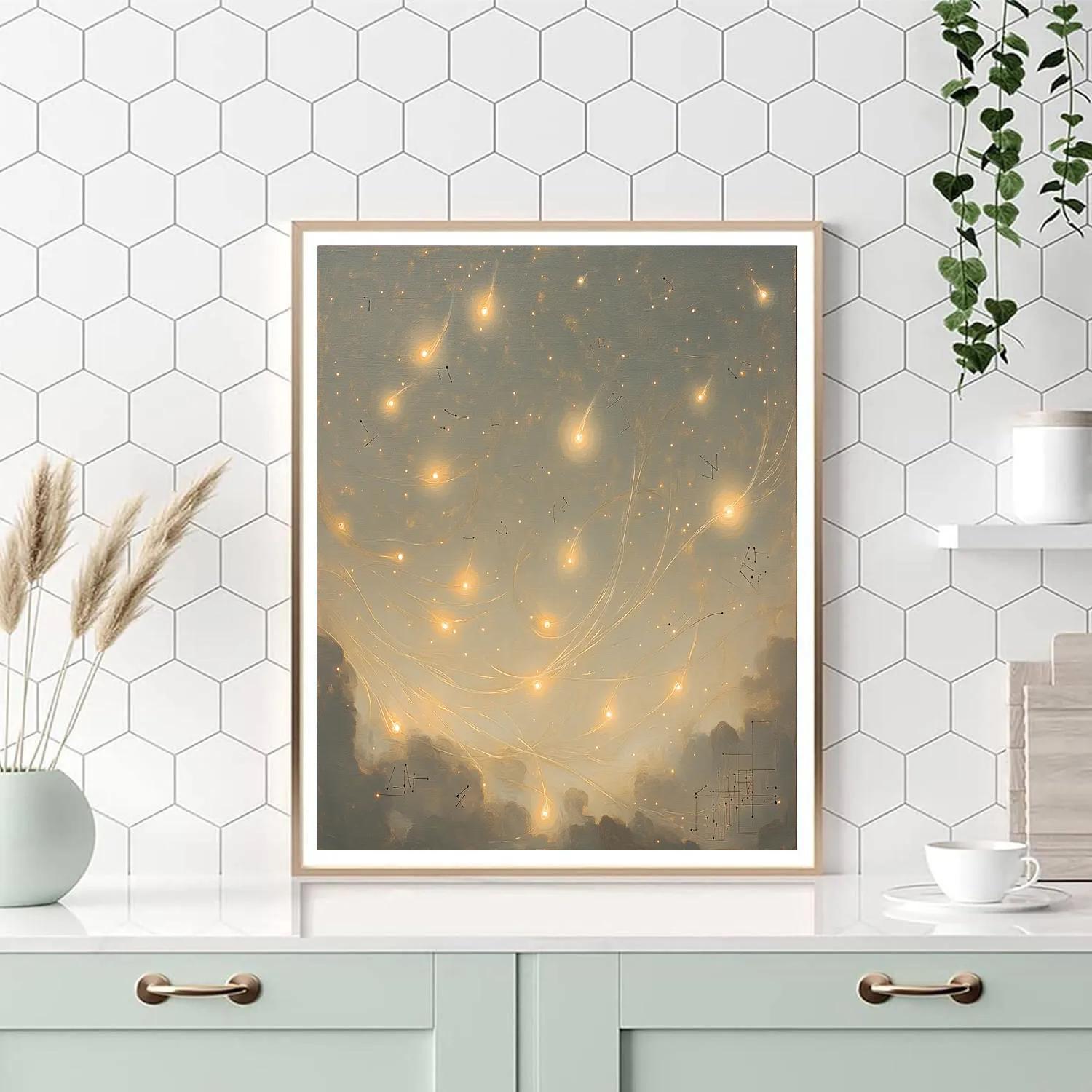 Leonardo Da Vinci Inspired Celestial Seed Drift Number painting