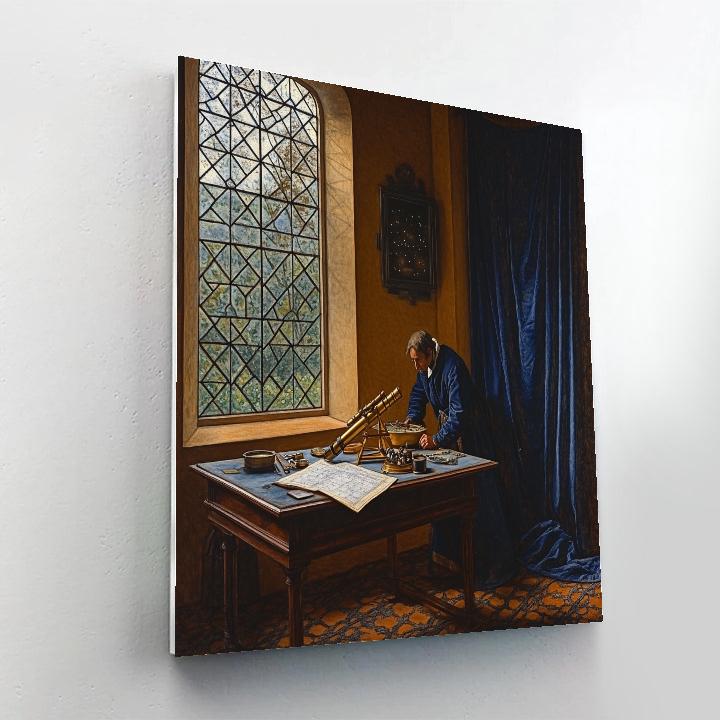 Vermeer Inspired Telescope By Window paint by color