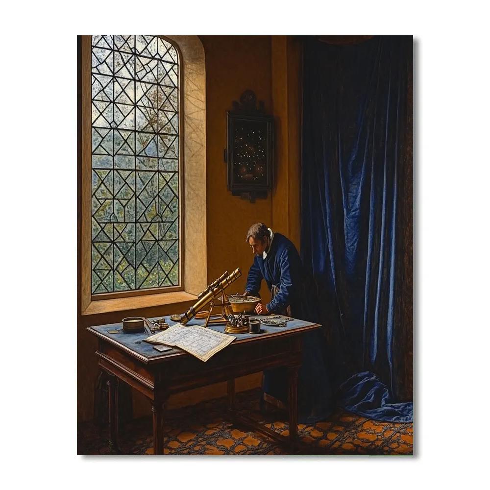 Vermeer Inspired Telescope By Window paint by color