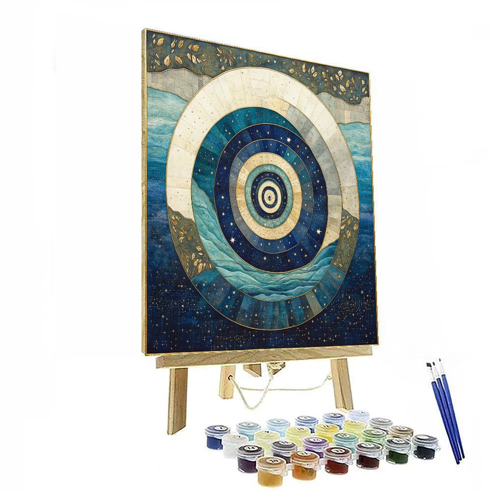 Gustav Klimt Inspired Spiral Constellation Lagoon Paint by numbers kits