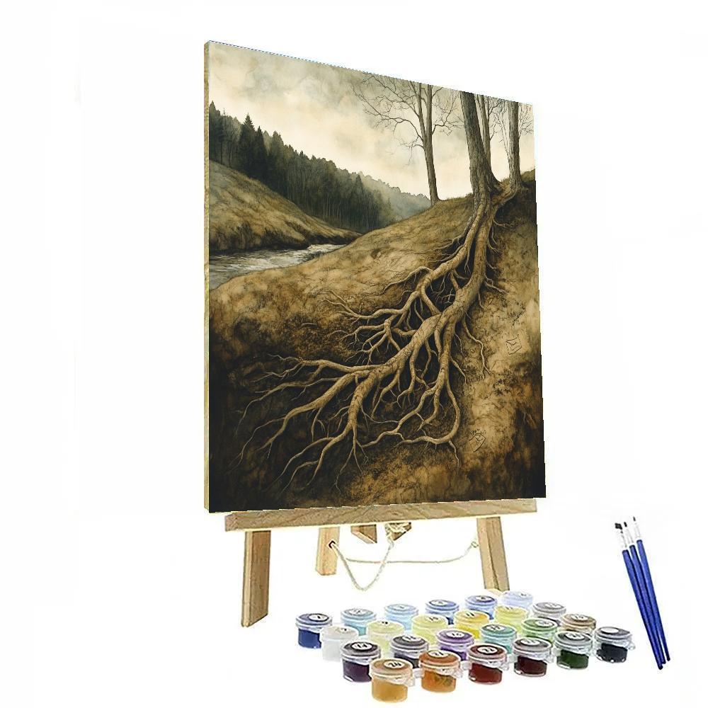 Leonardo Da Vinci Inspired Riverbank Root Studies paint by number