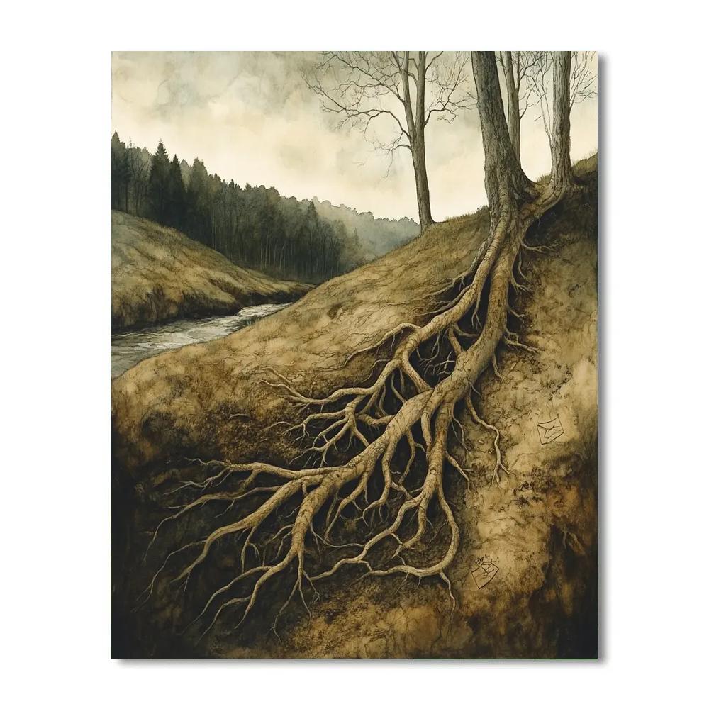 Leonardo Da Vinci Inspired Riverbank Root Studies paint by number
