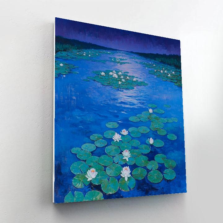 Claude Monet Inspired Ultramarine Evening Over Lily Terrace Number painting