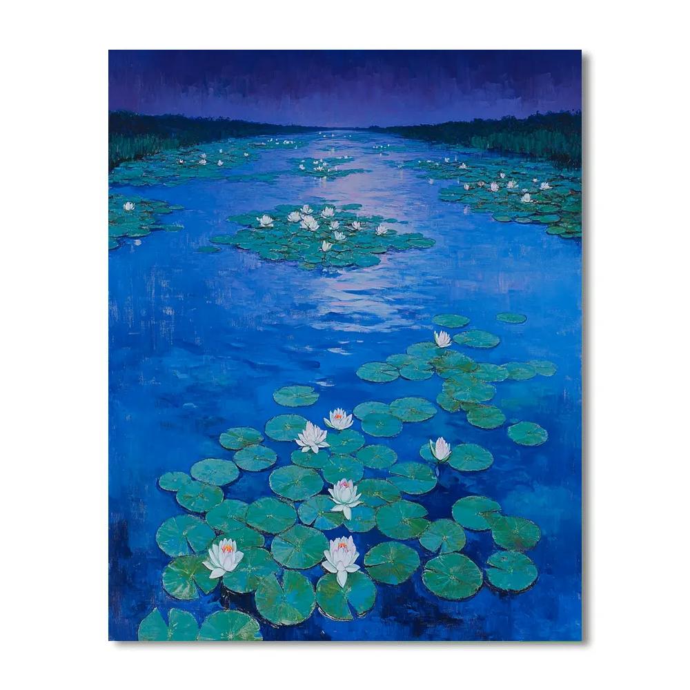 Claude Monet Inspired Ultramarine Evening Over Lily Terrace Number painting