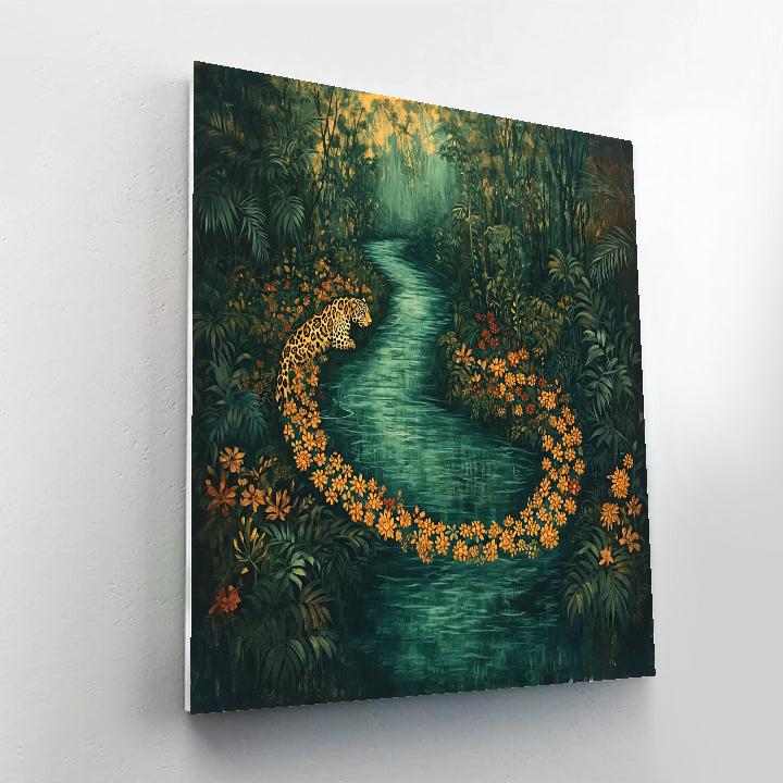 Frida Kahlo Inspired Emerald Jaguar River Spine Paint by numbers art