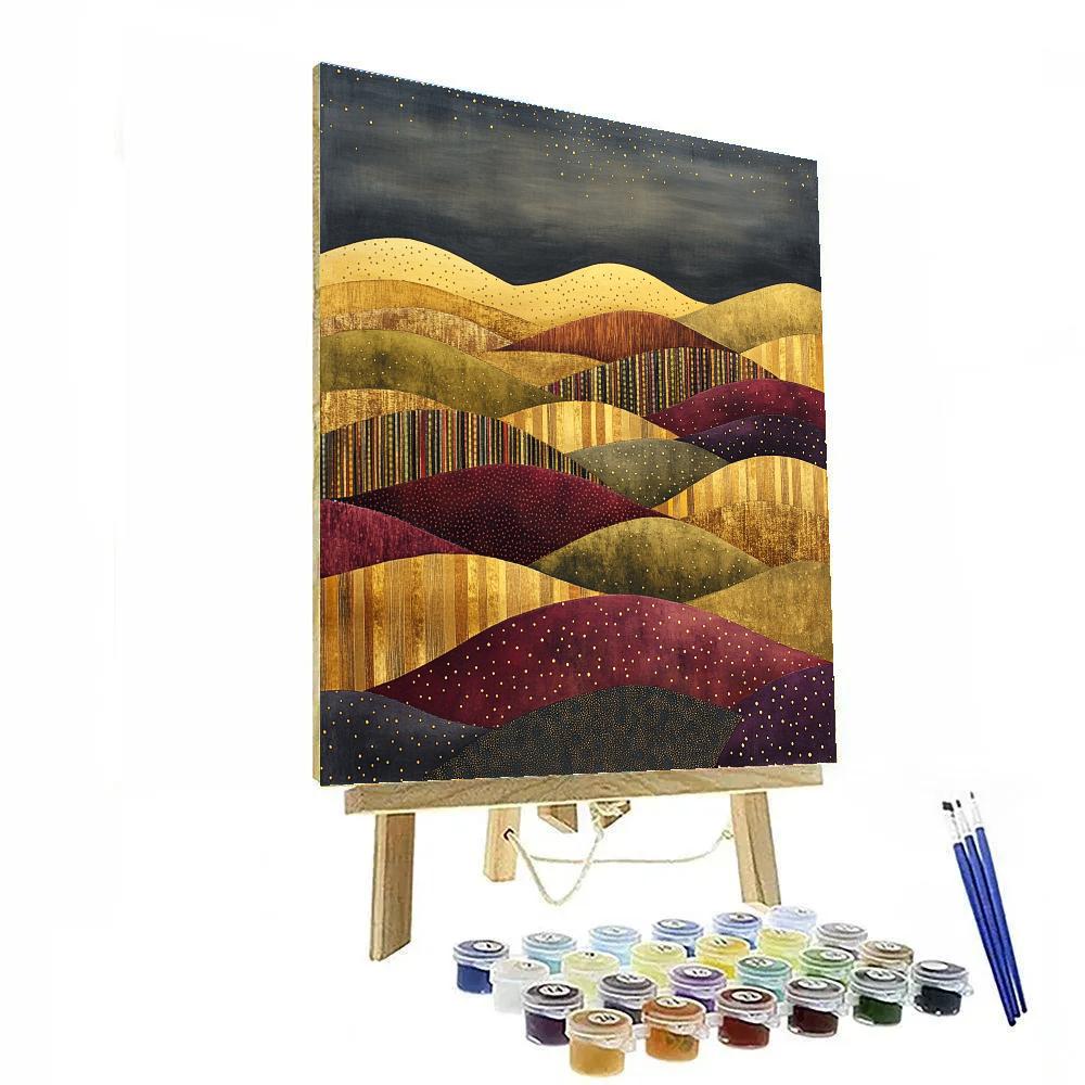Gustav Klimt Inspired Golden Mosaic Autumn Hills Paint by numbers art