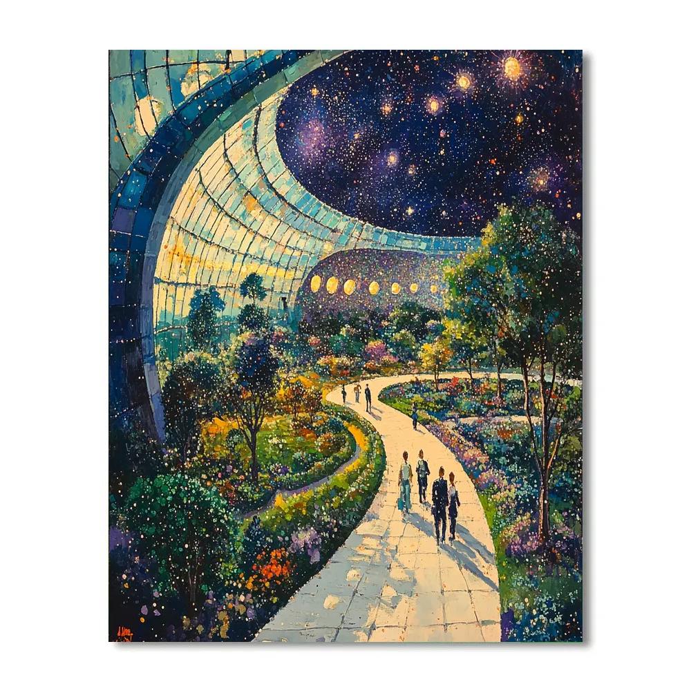 Seurat Inspired Planetary Park Promenade Numbered painting kits