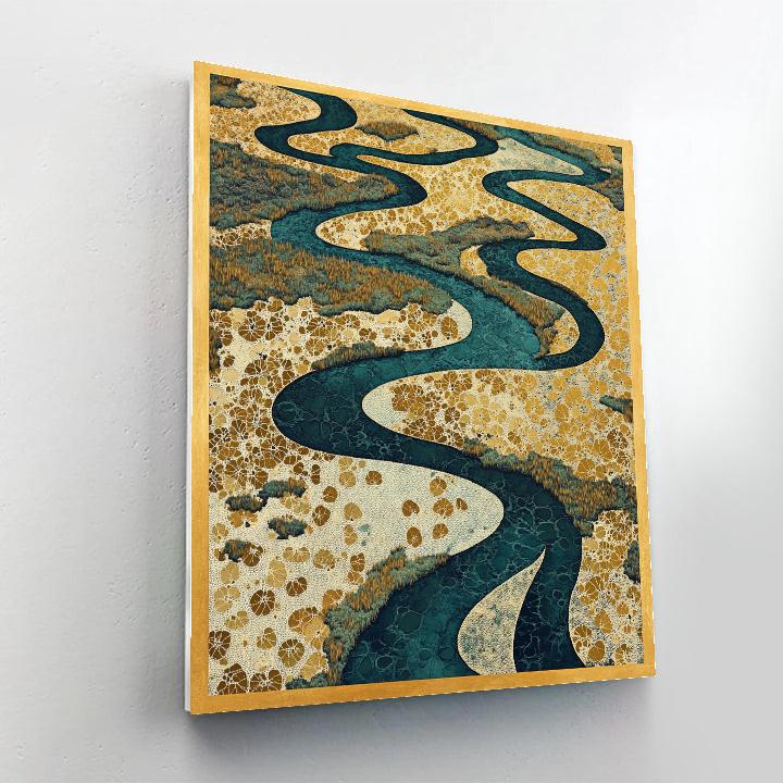 Gustav Klimt Inspired Celestial Golden Marsh Channels paint by color