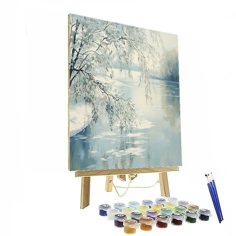 Claude Monet Inspired Glistening Snow On Riverside Willows paint by numbers