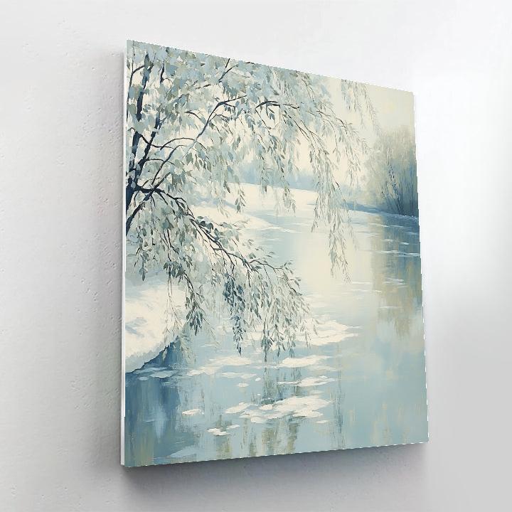 Claude Monet Inspired Glistening Snow On Riverside Willows paint by numbers
