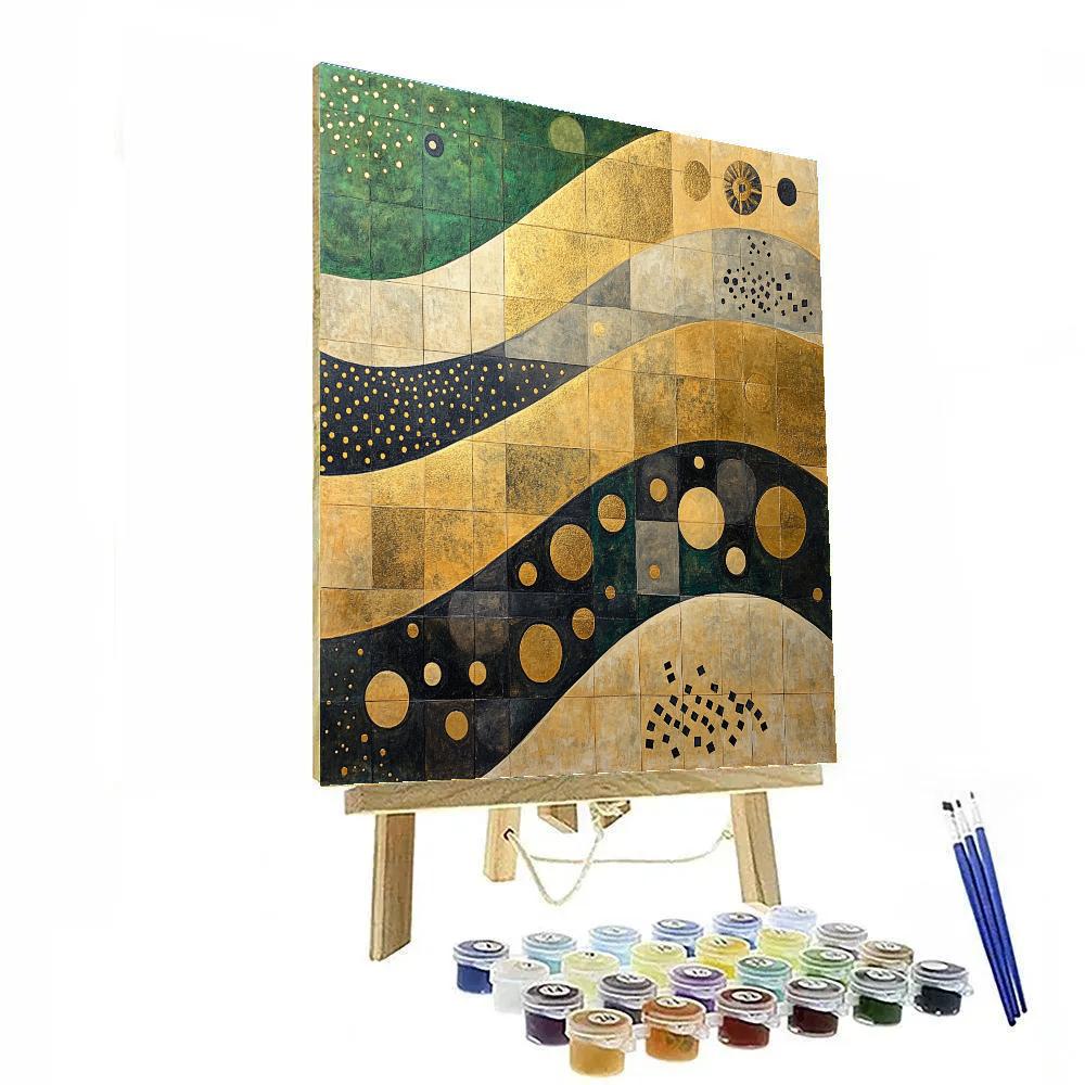 Gustav Klimt Inspired Ornamental Golden Wind Over Fields Paint by numbers kits