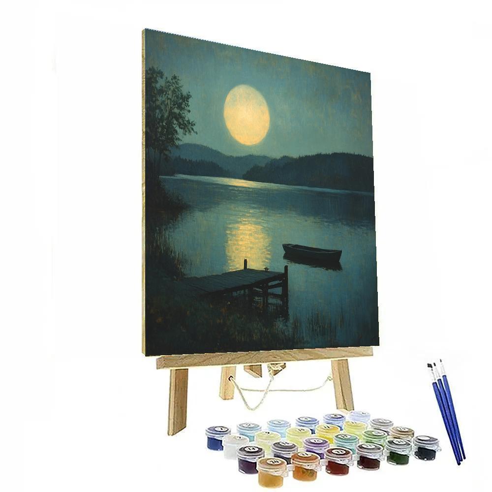 Homer Dodge Martin Inspired Silent Moonlit Lake painting number kit