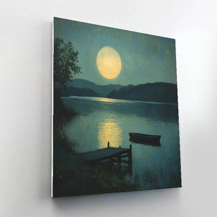 Homer Dodge Martin Inspired Silent Moonlit Lake painting number kit