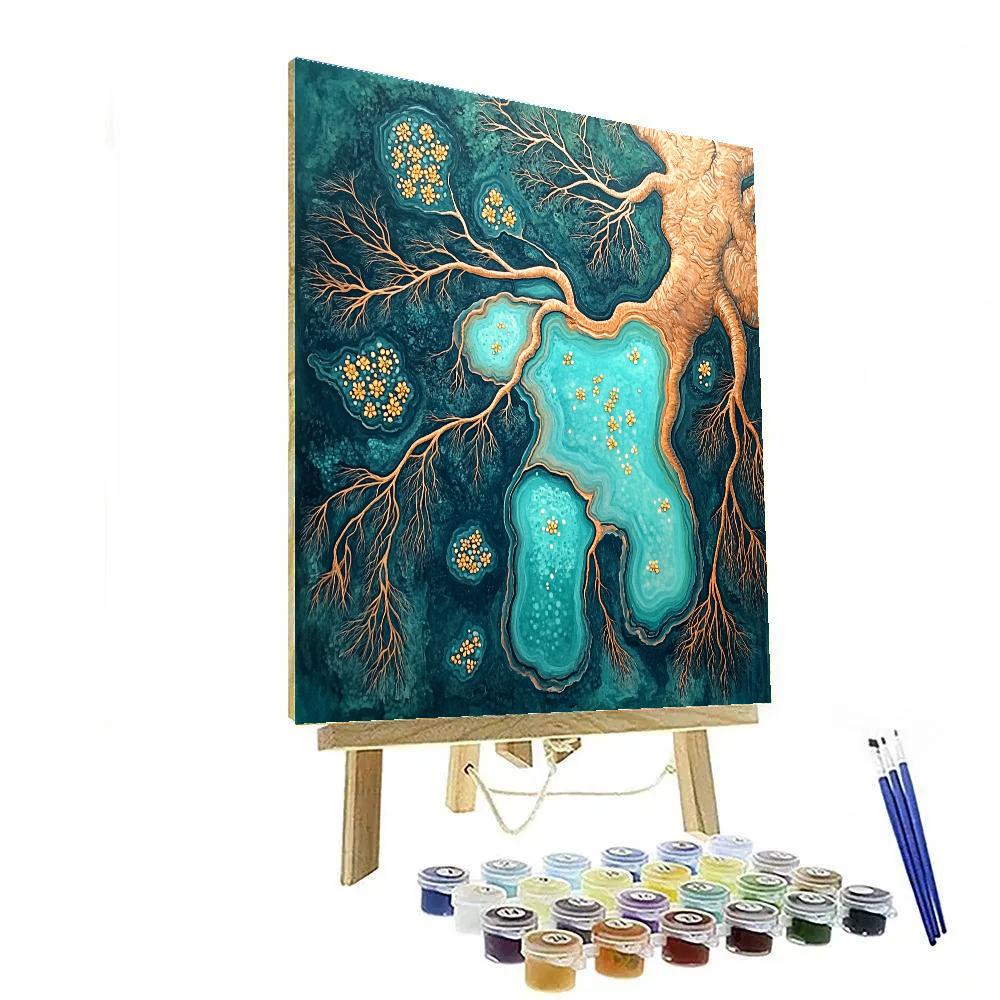 Frida Kahlo Inspired Teal Mangrove Vein Sanctuary paint by number
