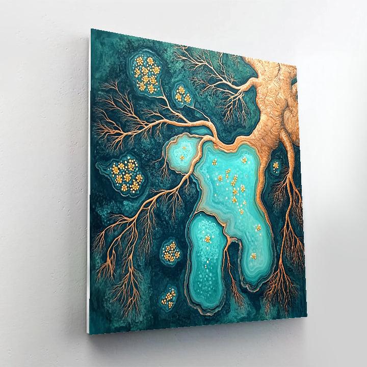 Frida Kahlo Inspired Teal Mangrove Vein Sanctuary paint by number