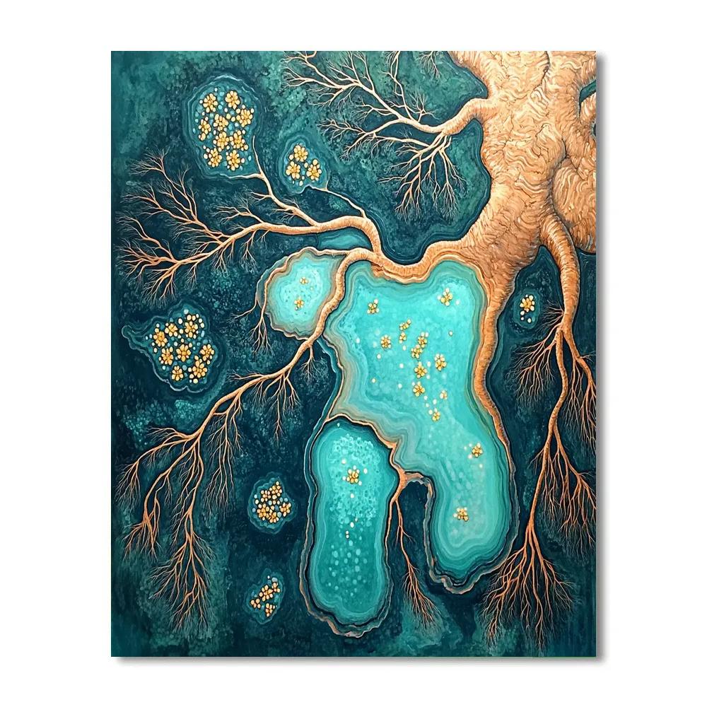 Frida Kahlo Inspired Teal Mangrove Vein Sanctuary paint by number