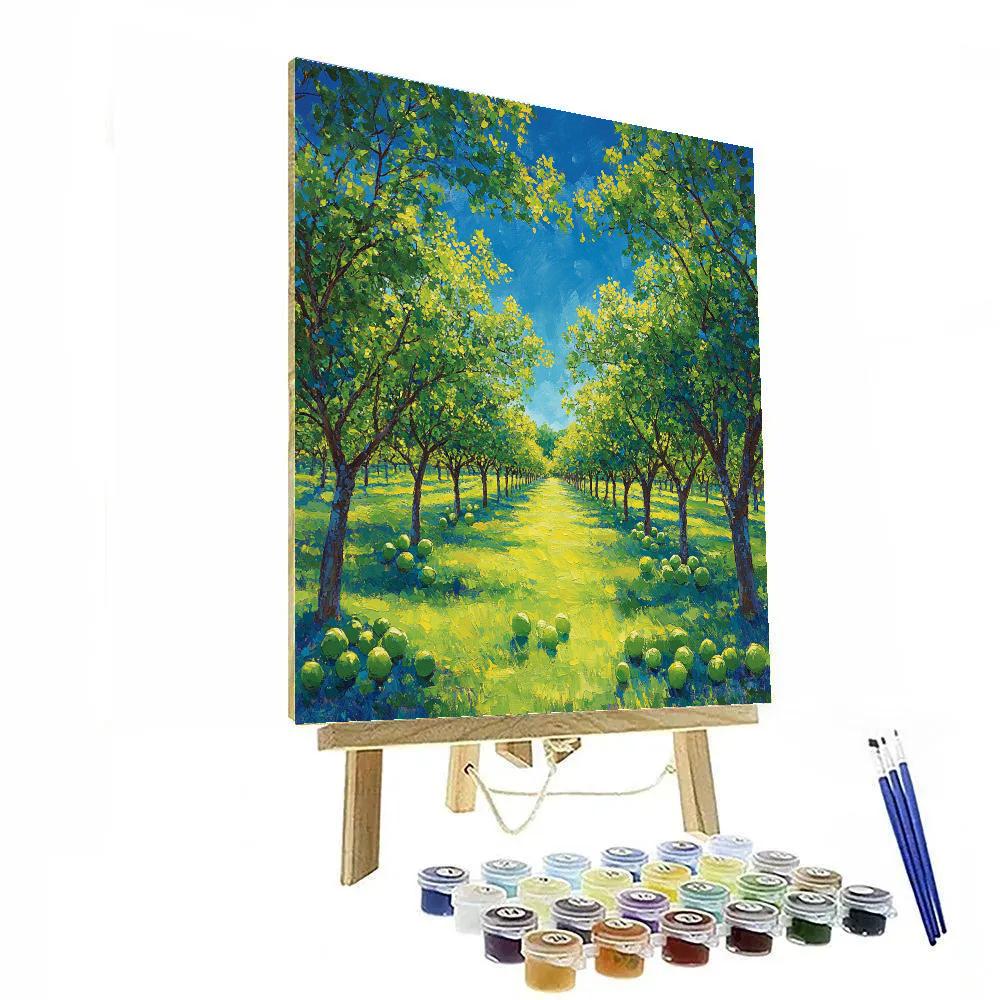 Claude Monet Inspired Summer Orchard Under High Blue Sky Numbered painting kits