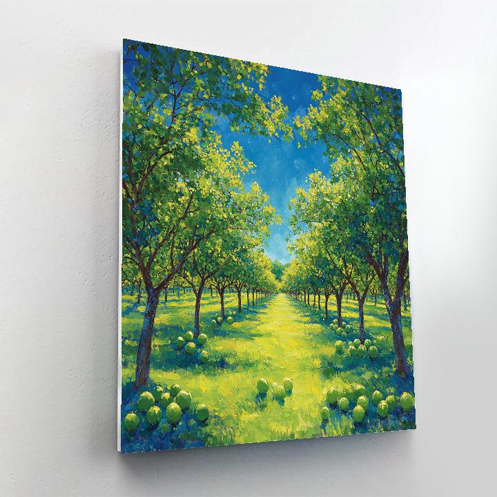 Claude Monet Inspired Summer Orchard Under High Blue Sky Numbered painting kits