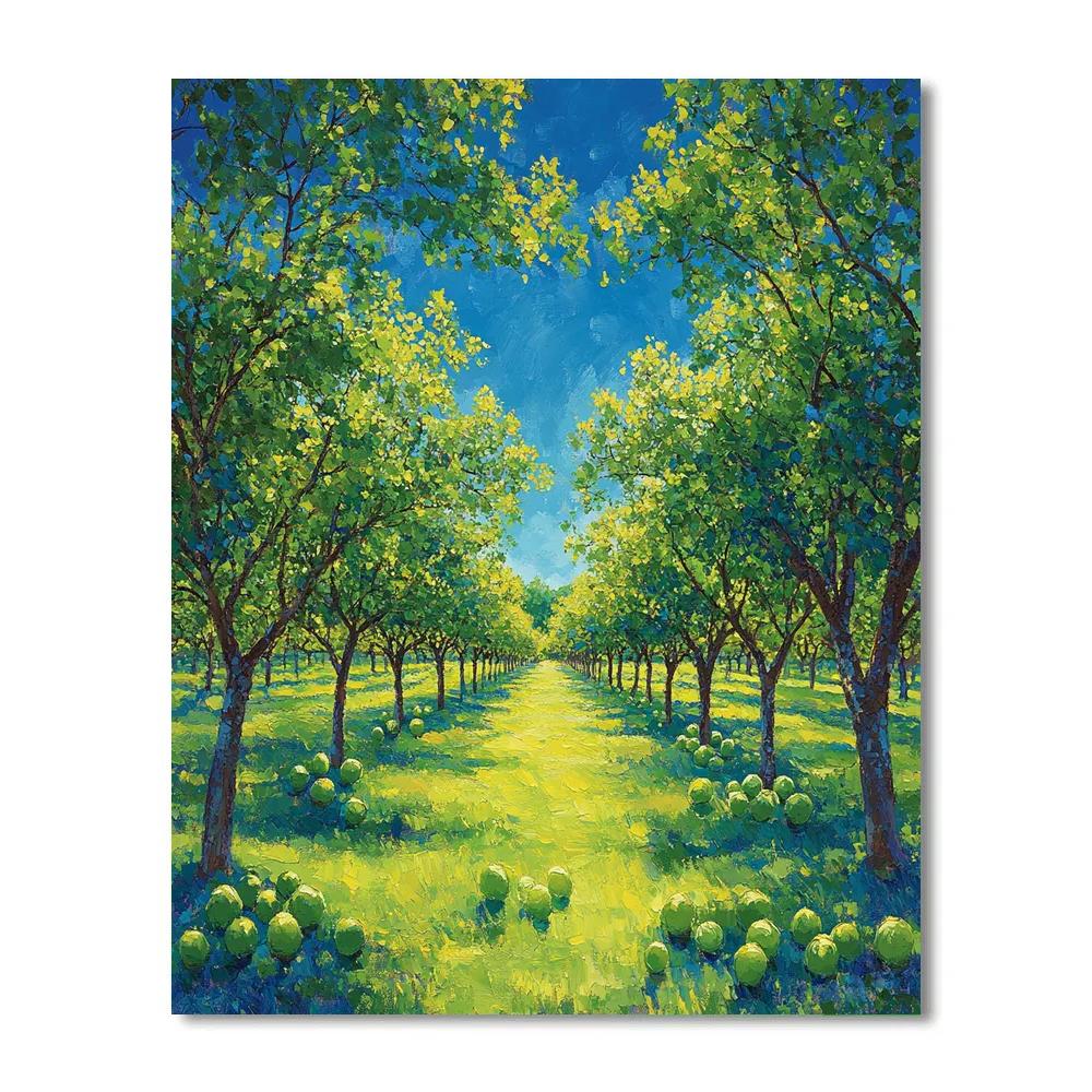 Claude Monet Inspired Summer Orchard Under High Blue Sky Numbered painting kits