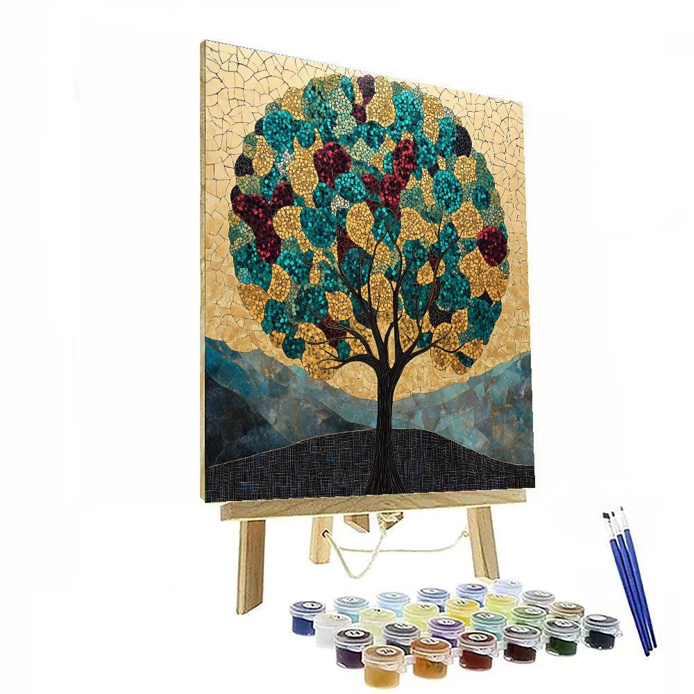 Gustav Klimt Inspired Golden Nebula Forest Crown Painting by numbers kit
