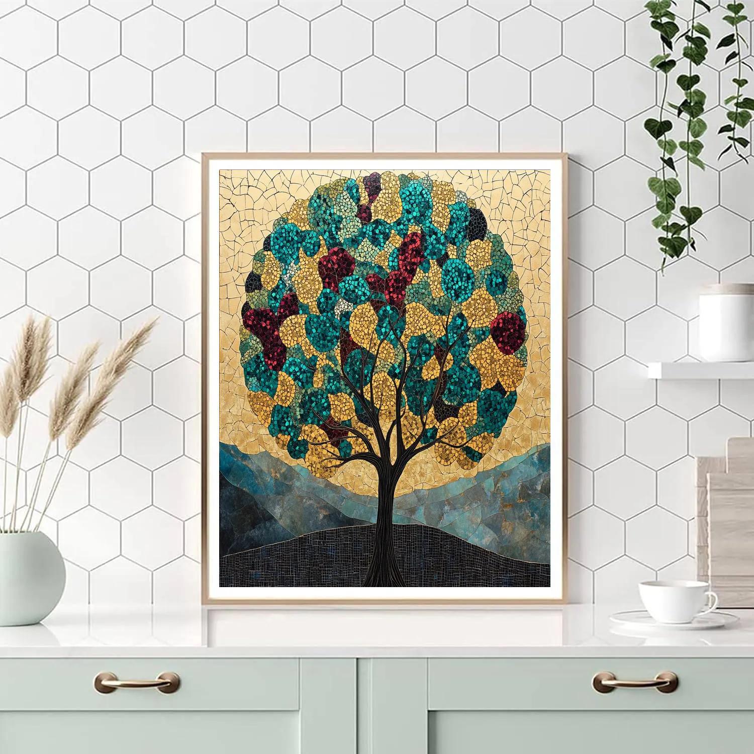 Gustav Klimt Inspired Golden Nebula Forest Crown Painting by numbers kit