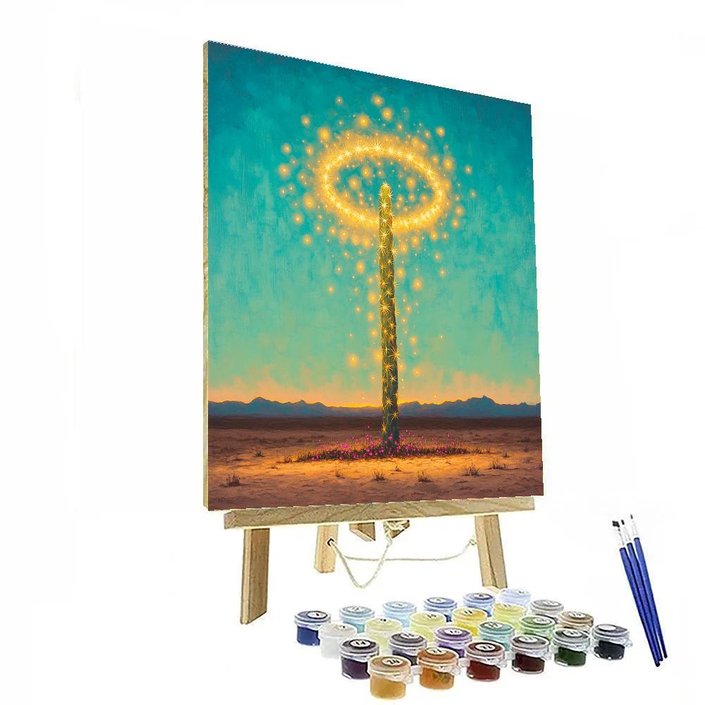 Frida Kahlo Inspired Golden Nopal Halo Desert Numbered painting kits