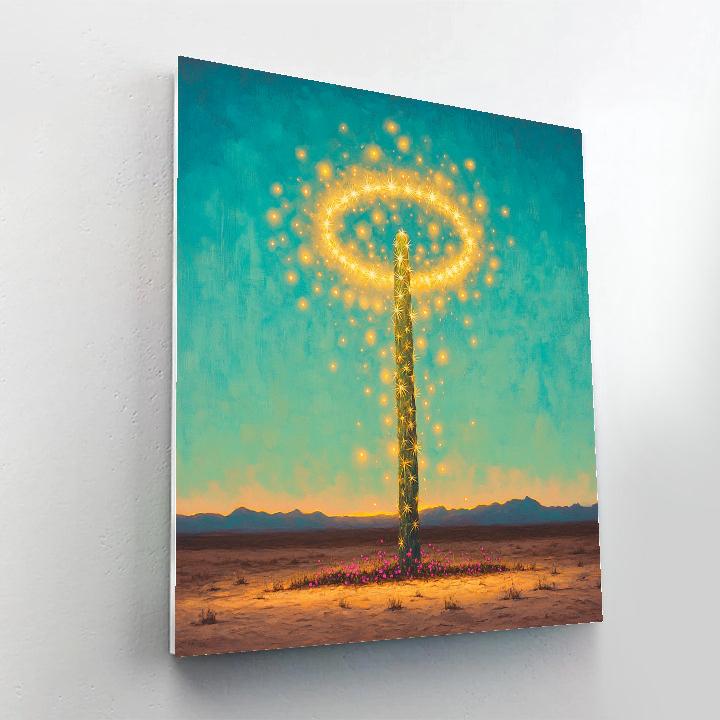 Frida Kahlo Inspired Golden Nopal Halo Desert Numbered painting kits