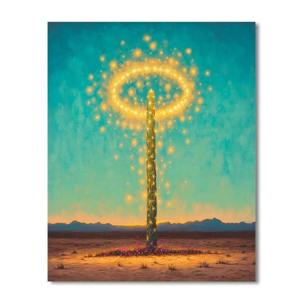 Frida Kahlo Inspired Golden Nopal Halo Desert Numbered painting kits