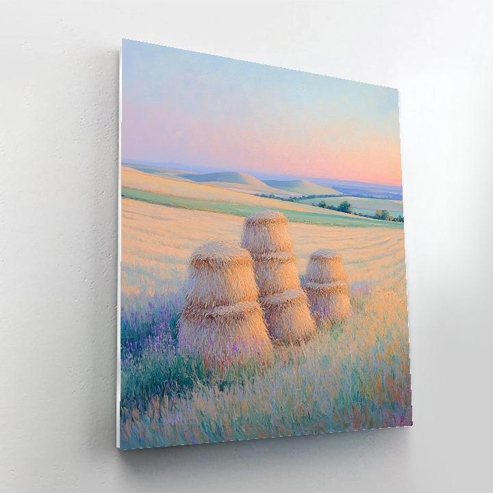 Claude Monet Inspired Pale Rose Dawn Over Haystacks Numbered painting kits