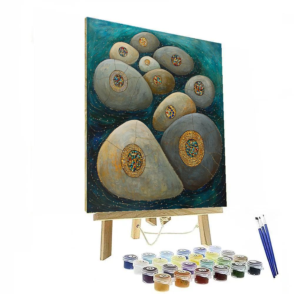 Gustav Klimt Inspired Ornamental River Pebble Spiral Numbered painting kits