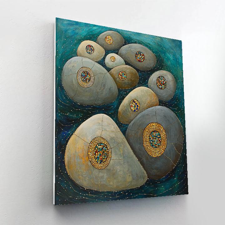 Gustav Klimt Inspired Ornamental River Pebble Spiral Numbered painting kits