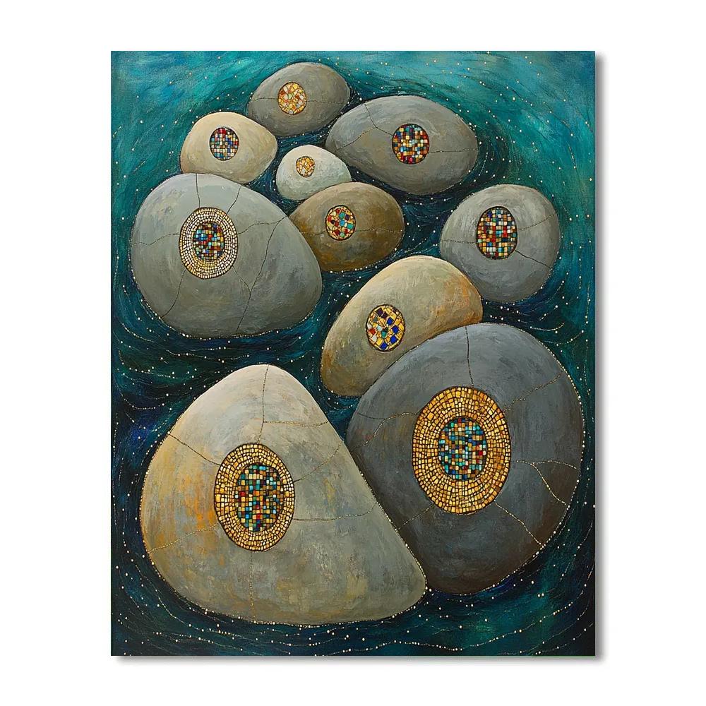 Gustav Klimt Inspired Ornamental River Pebble Spiral Numbered painting kits
